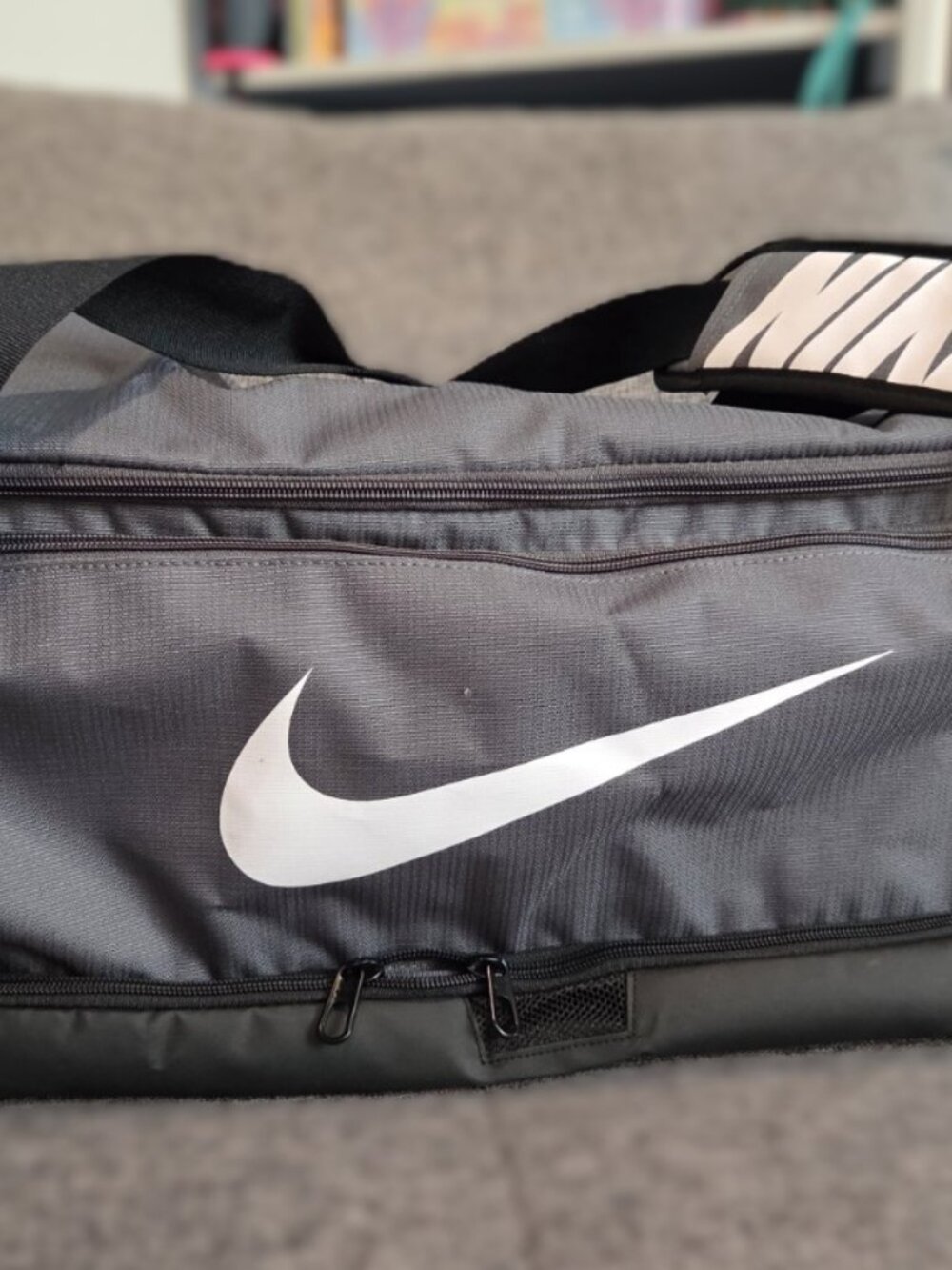 Nike Duffle Bag Iron Grey, Black, and White